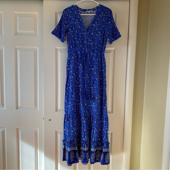 Blue Floral Maxi Dress - Picture 1 of 6